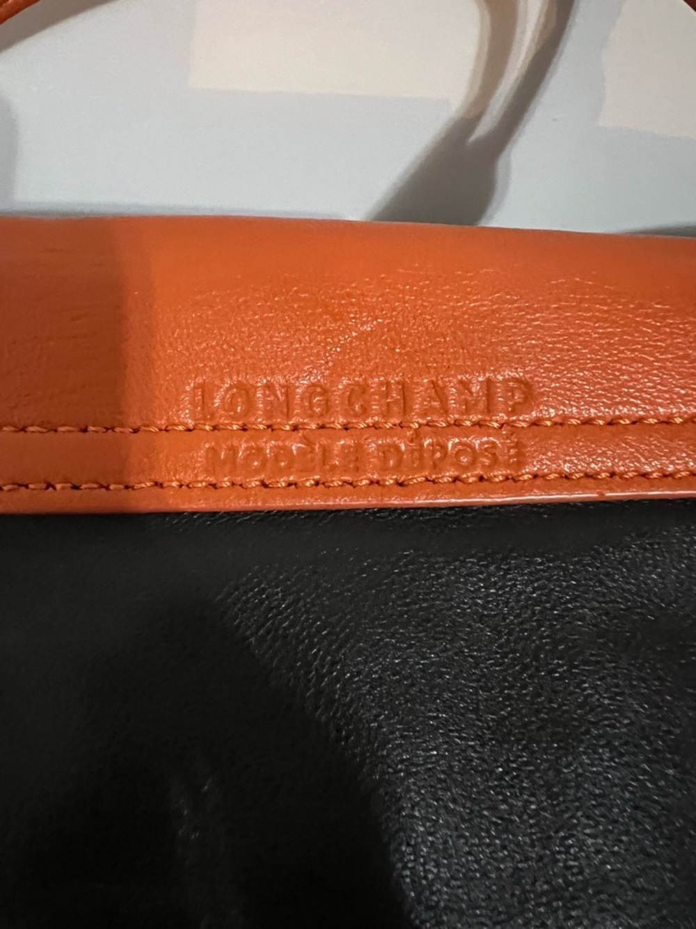 Longchamp Leather Black and Orange Women's Tote Bag Purse - Picture 5 of 15